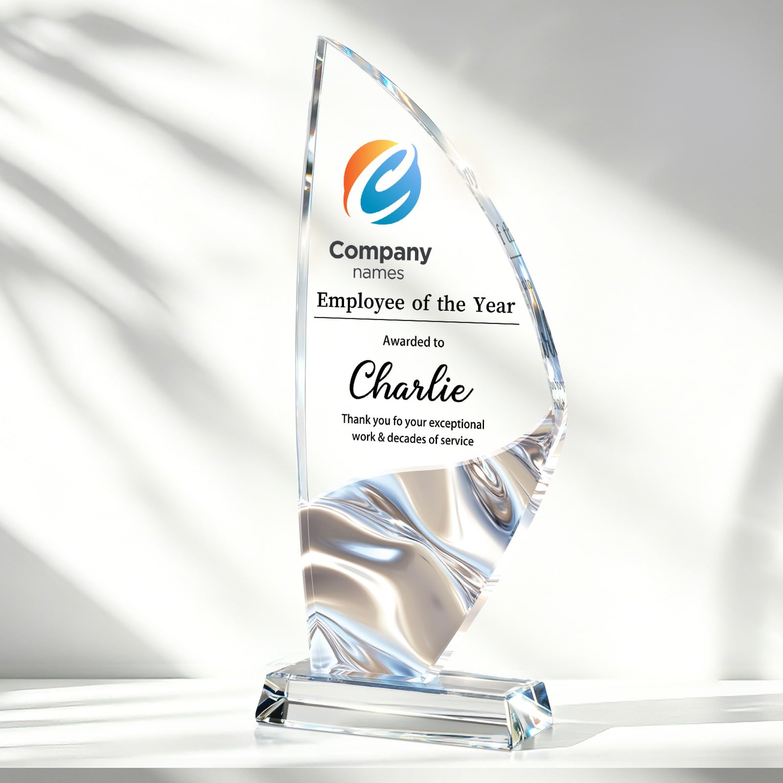Personalized Crystal Trophy Award, Custom Awards and Trophies with Logo Photo Text, Teacher &amp; Employee Appreciation Gifts, Custom Plaque for Boss Coworker Teacher, Trophy Bulk