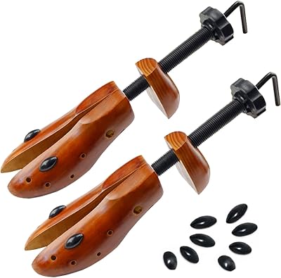 Echodo 2 Way Shoe Trees For Men Wooden Shoe Stretcher Adjustable Unisex Shaper Large Size for Men and Women, Wood Shaper Womens Size 10 to 13.5 Mans Size 9 to 13
