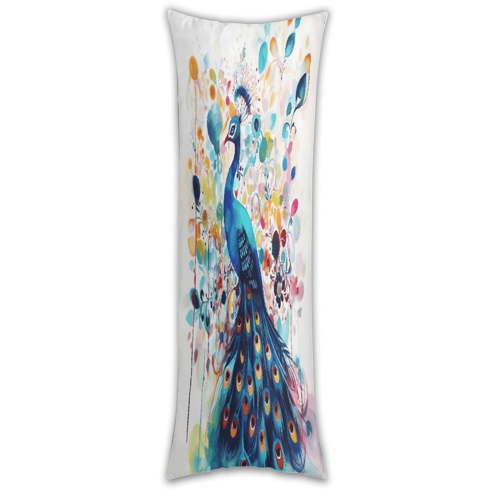 Color Peacock Long Pillow Case with Zipper Ultra Soft Microfiber Long Pillow Cover Breathable Body Pillow Protector Soft Wrinkle Pillowcase for Bed Sofa Bedroom 53 X 19 in
