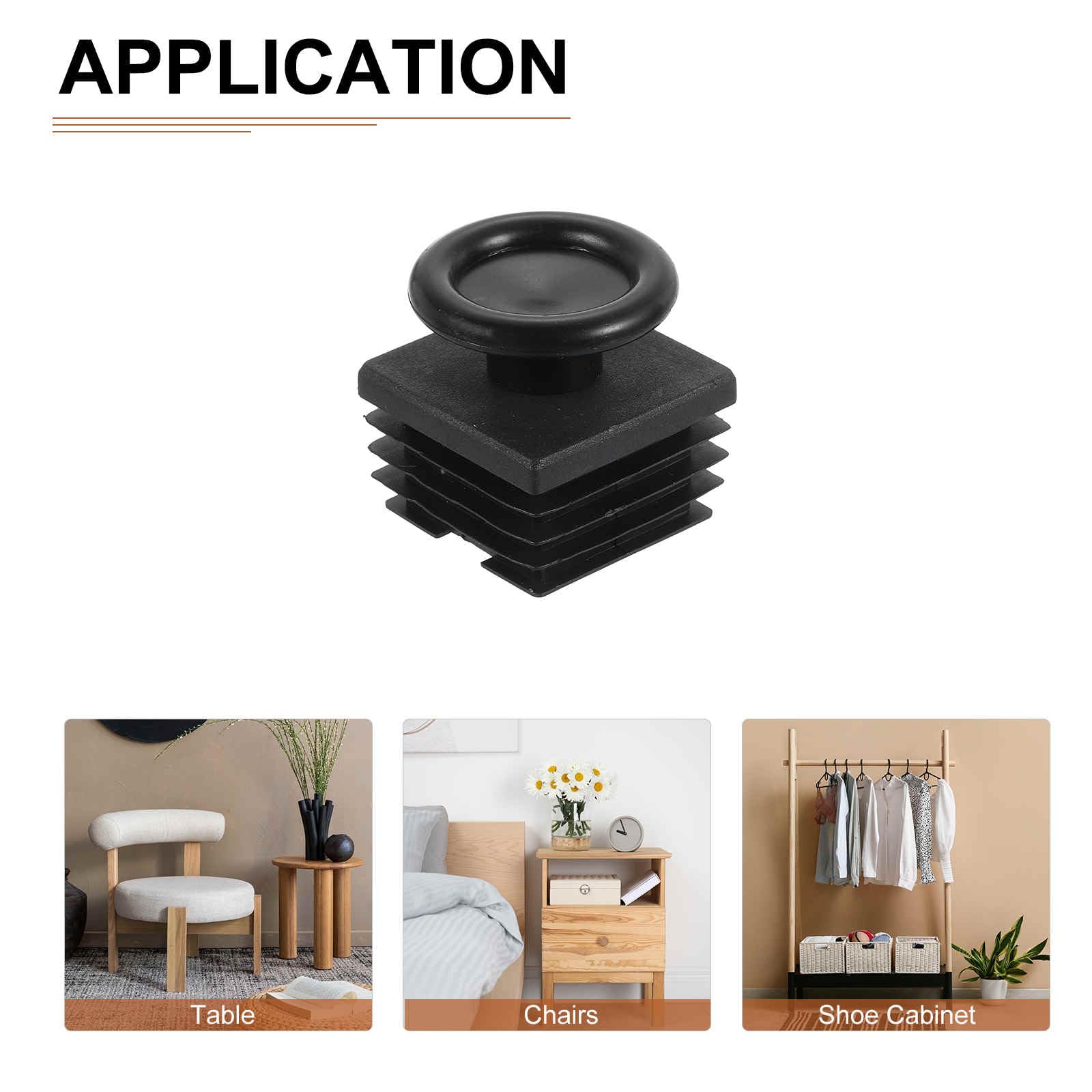 DTGN 38x38mm(LxW) Adjustable Leveling Feet - 4Set - Good for Furniture - Square Insert Kit Furniture Glides - Black - Image 4