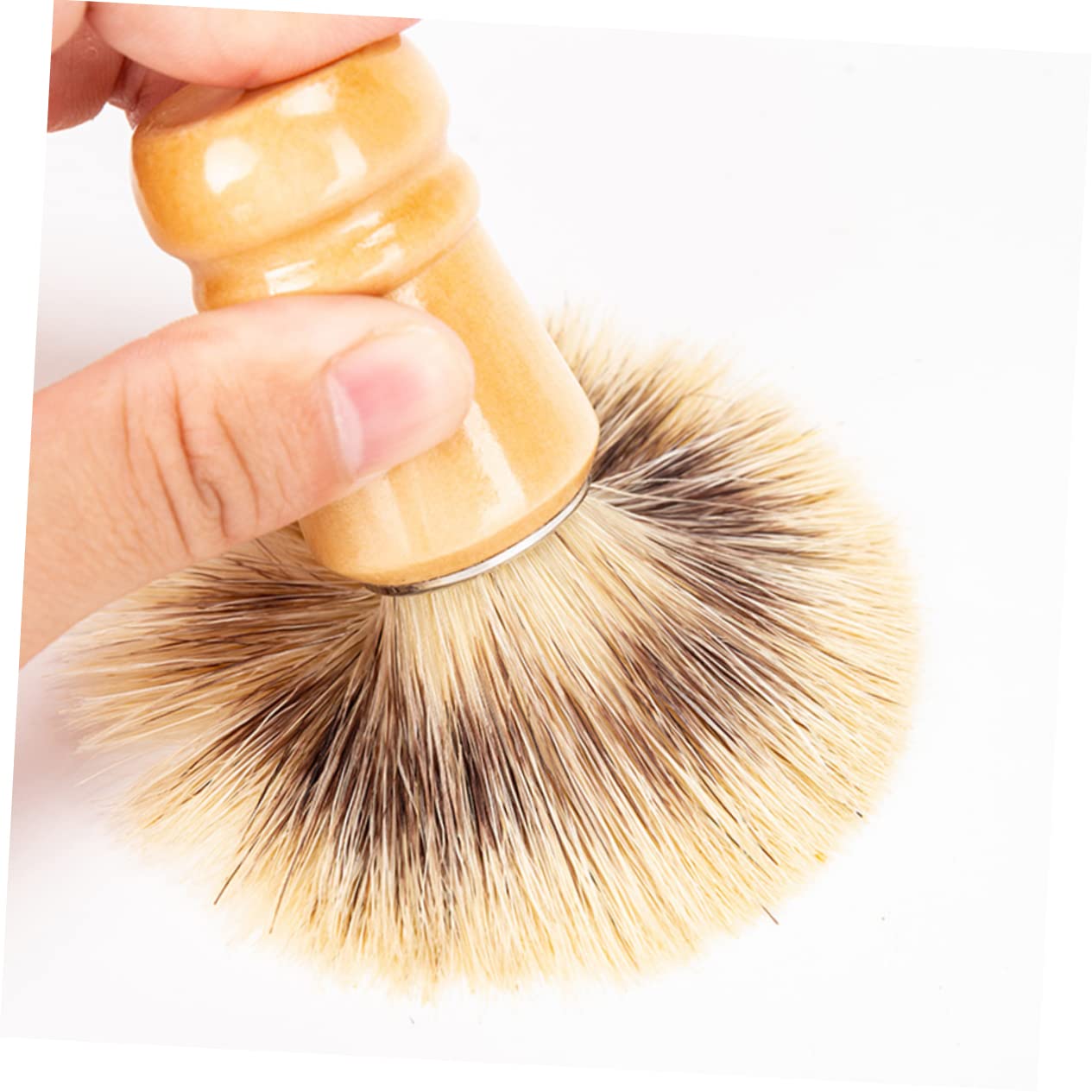 VALICLUD 2pcs Men Shaving Brush Premium Wood Handle Beard Brush for Rich Durable Bristles Shave Accessory for Dad Boyfriend Grooming Essentials