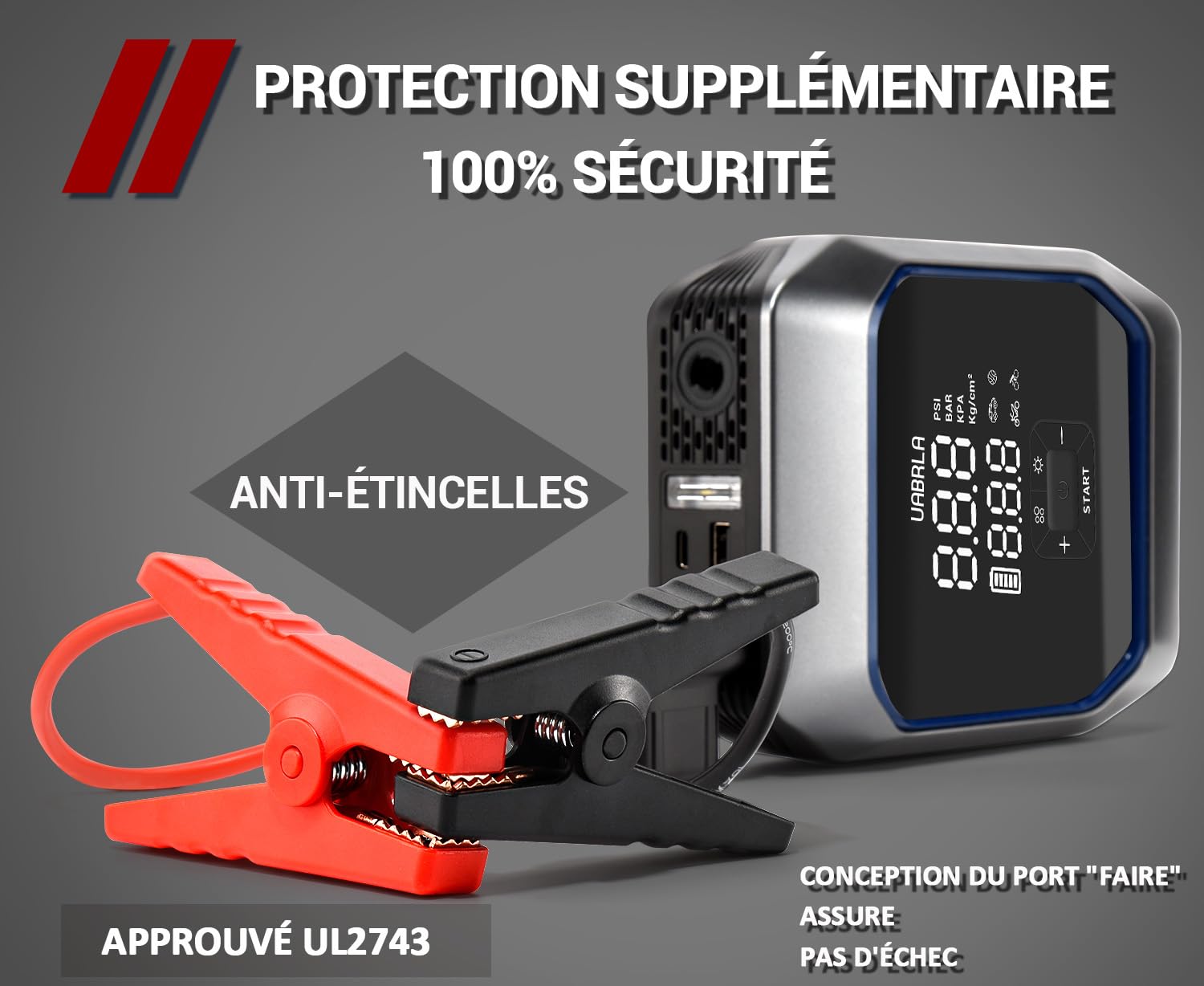 Booster Batterie Voiture 4000A Avec Compresseur 150 PSI - Démarreur Portable + Gonfleur Pneus LED