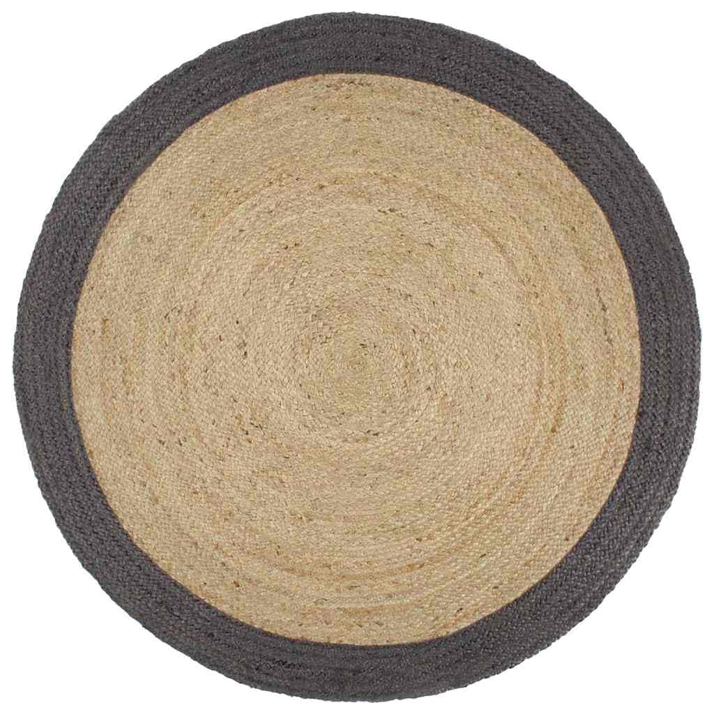 Tappeto rotondo in iuta, 240 cm, tessuto a mano, bicolore