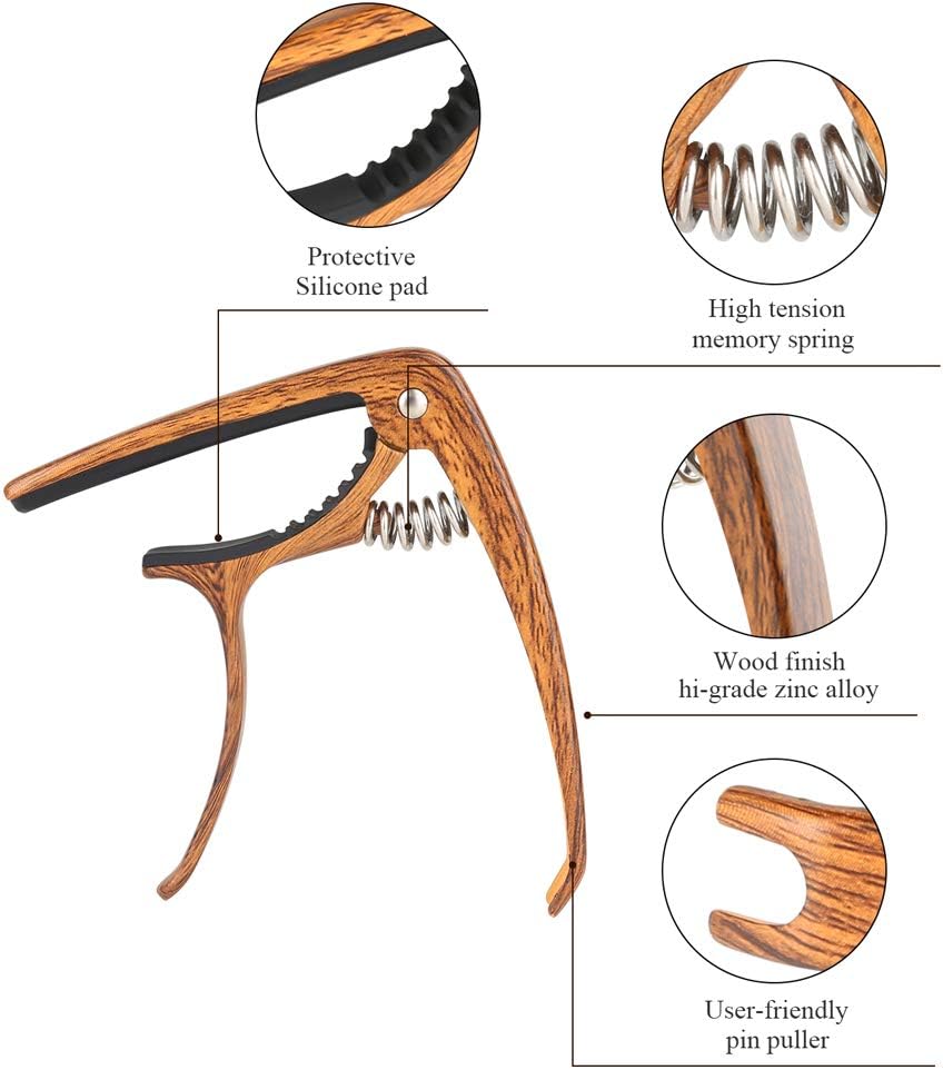 Guitar Capo, Premium Zinc Alloy Capo for Acoustic, Electric and Classical Guitars, Ukulele, Banjo, Bass, Mandolin