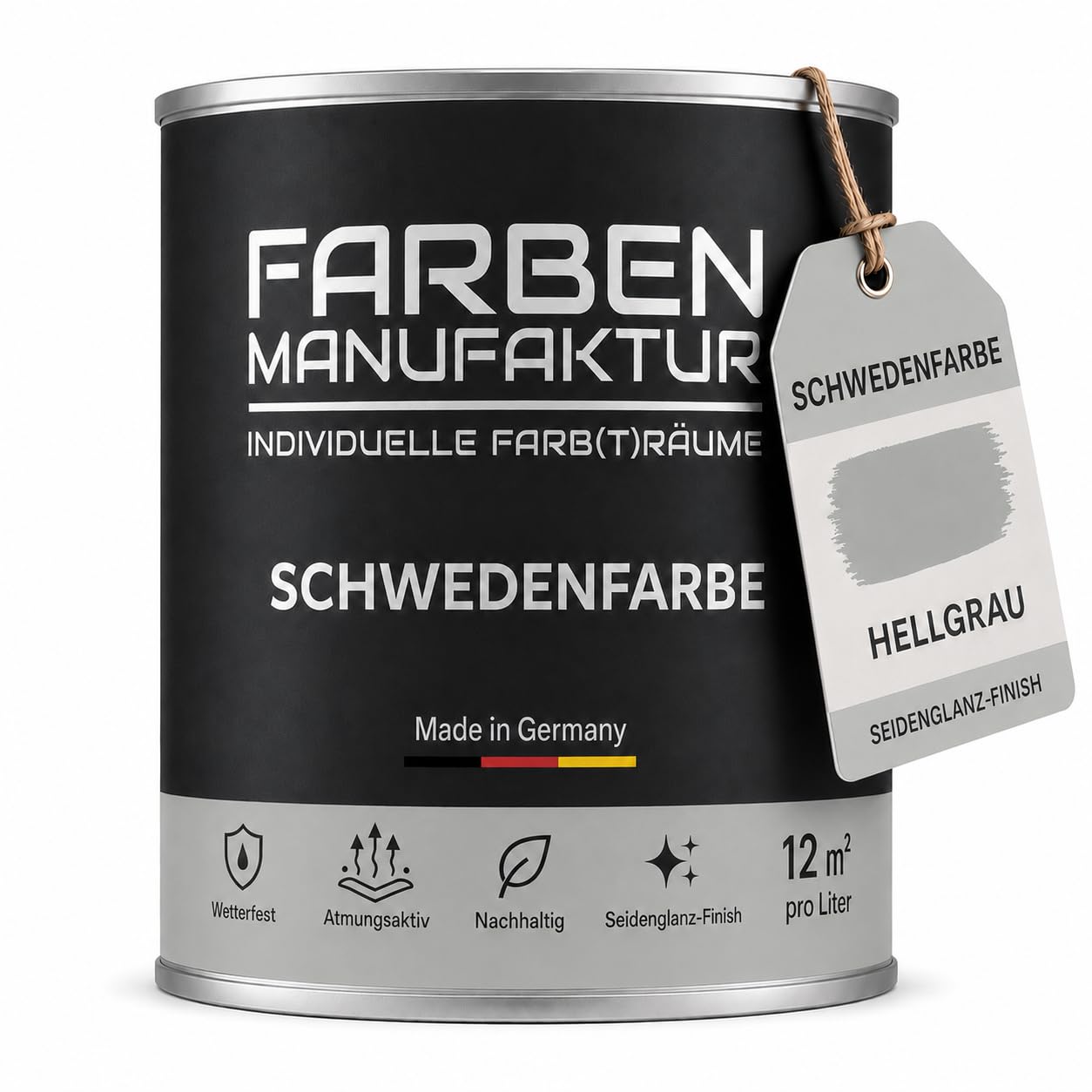 Schwedenfarbe Holzfarbe Außen Wetterfest – Holzschutzfarbe für Fassade, Gartenhaus, Zaun & Scheune – Diffusionsoffen & Nachhaltig Wetterschutzfarbe 1/2/5L, Größe: 5L, Farbe: Schweden hellgrau