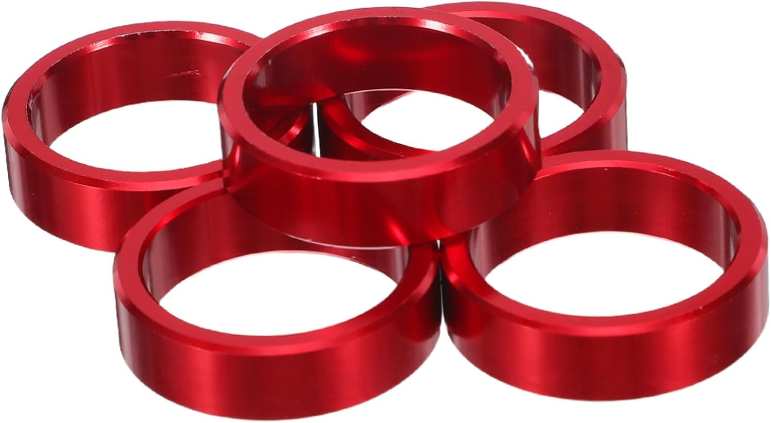 PRETYZOOM 5pcs Aluminum Alloy Bike Headset Spacers Stem Spacer Rings 10mm Red Threadless Headset Stem Washer for Road and Mountain Bicycle Front Fork