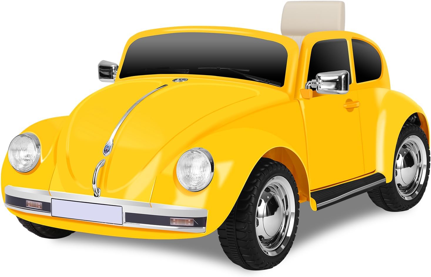 Forever Source 12V Kids Electric Car, Power Wheels with Remote Control, Ride on Car Toys with LED Light, 3 Speeds, Aged 3-5 Years Old, Yellow