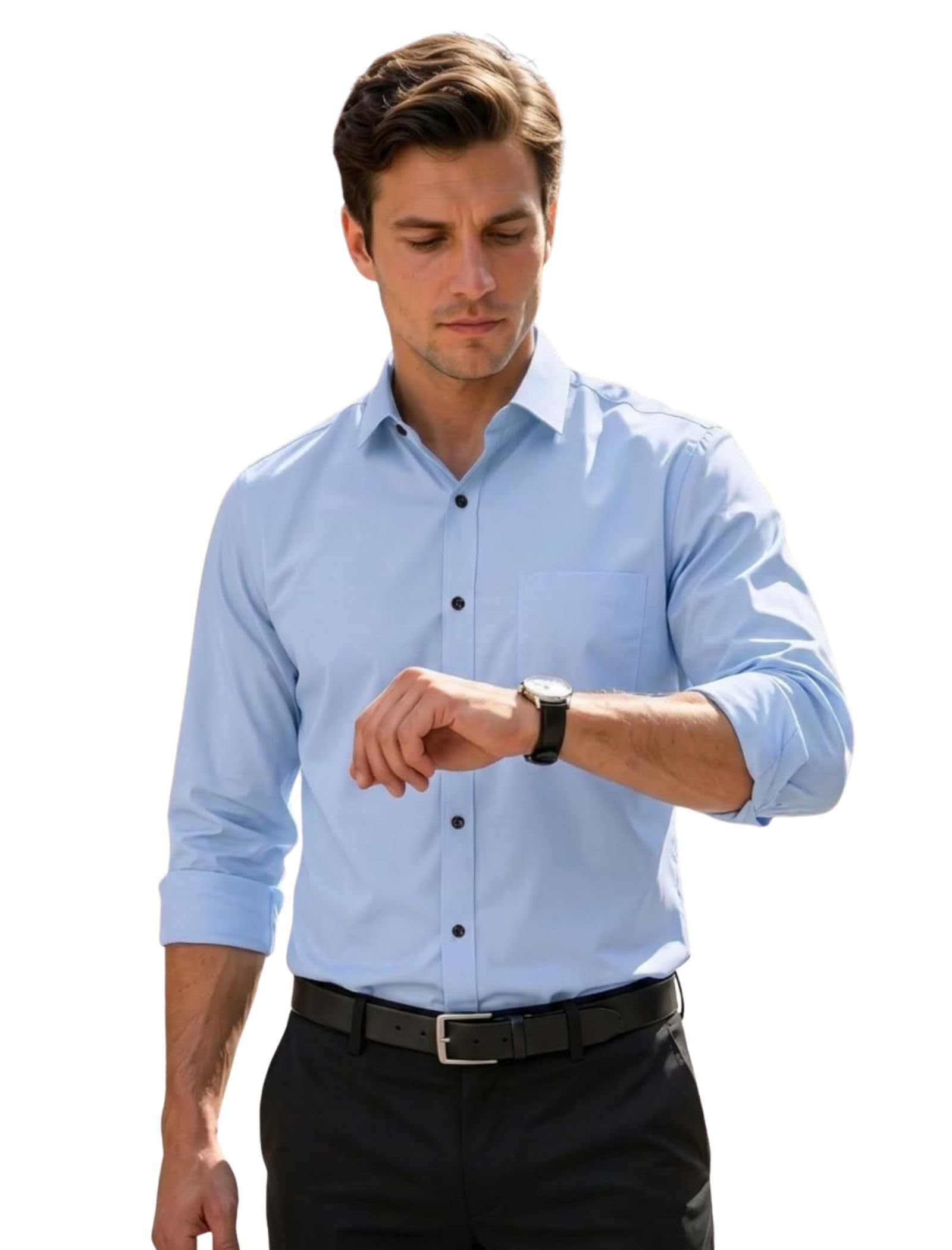 Men's Regular Fit Solid Pattern Cotton Shirt with Spread Collared Long Sleeve Standard Length and Button Down Closure Type | Latest Shirts | Stylish Shirts for Men-picture-29