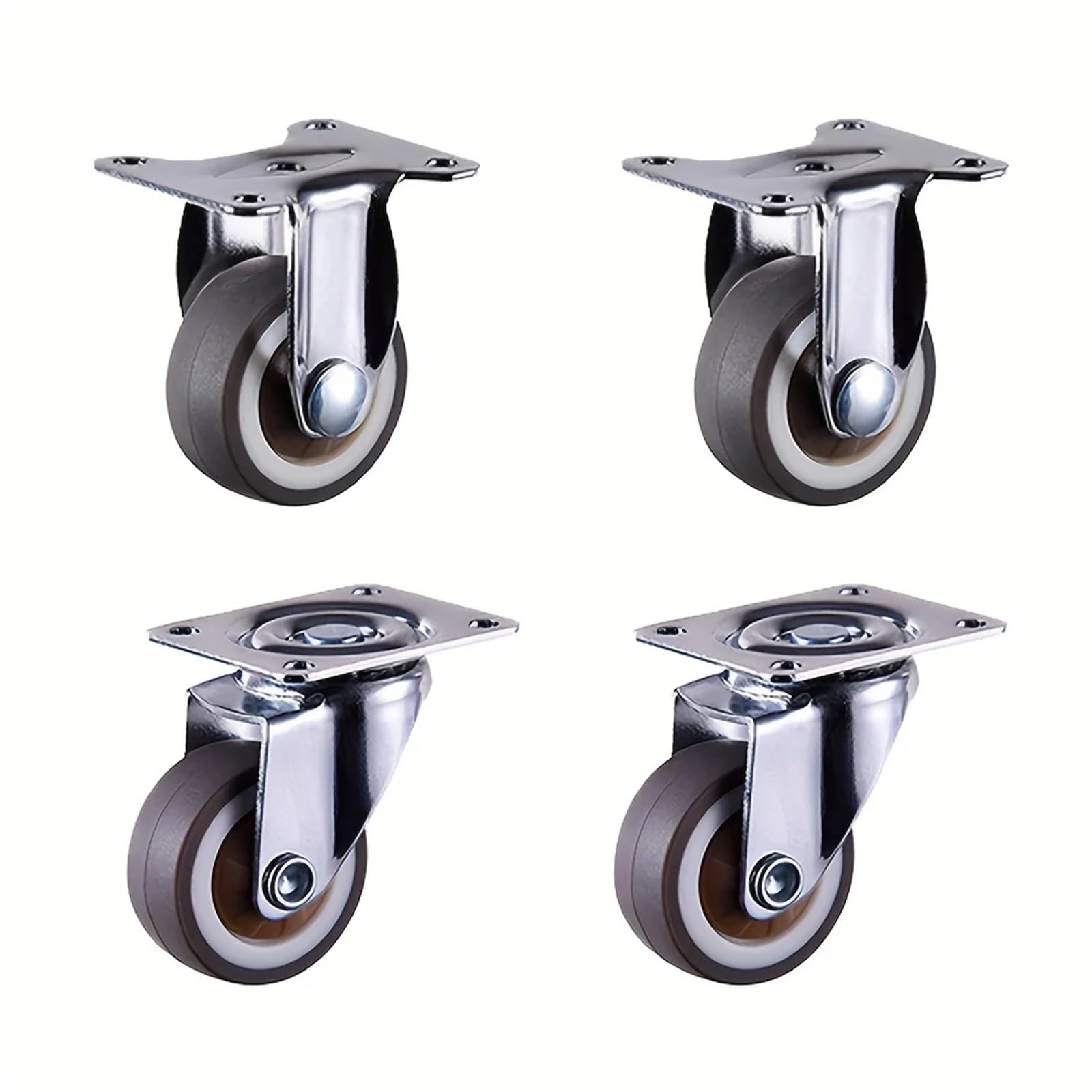 Caster Wheels, 4 Pcs 1.5/2" Caster Wheels Furniture Wheels Heavy Duty Castors TPR Rubber Flat Bottom Wheels for Furniture Cabinets Workbench(2 Fixed 2 Universal,1.5 Inch)