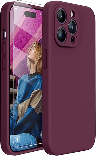 Miracase - Funda diseñada para iPhone 14 Pro Max de silicona líquida, a prueba de golpes, con protector de pantalla, protección para cámara y forro