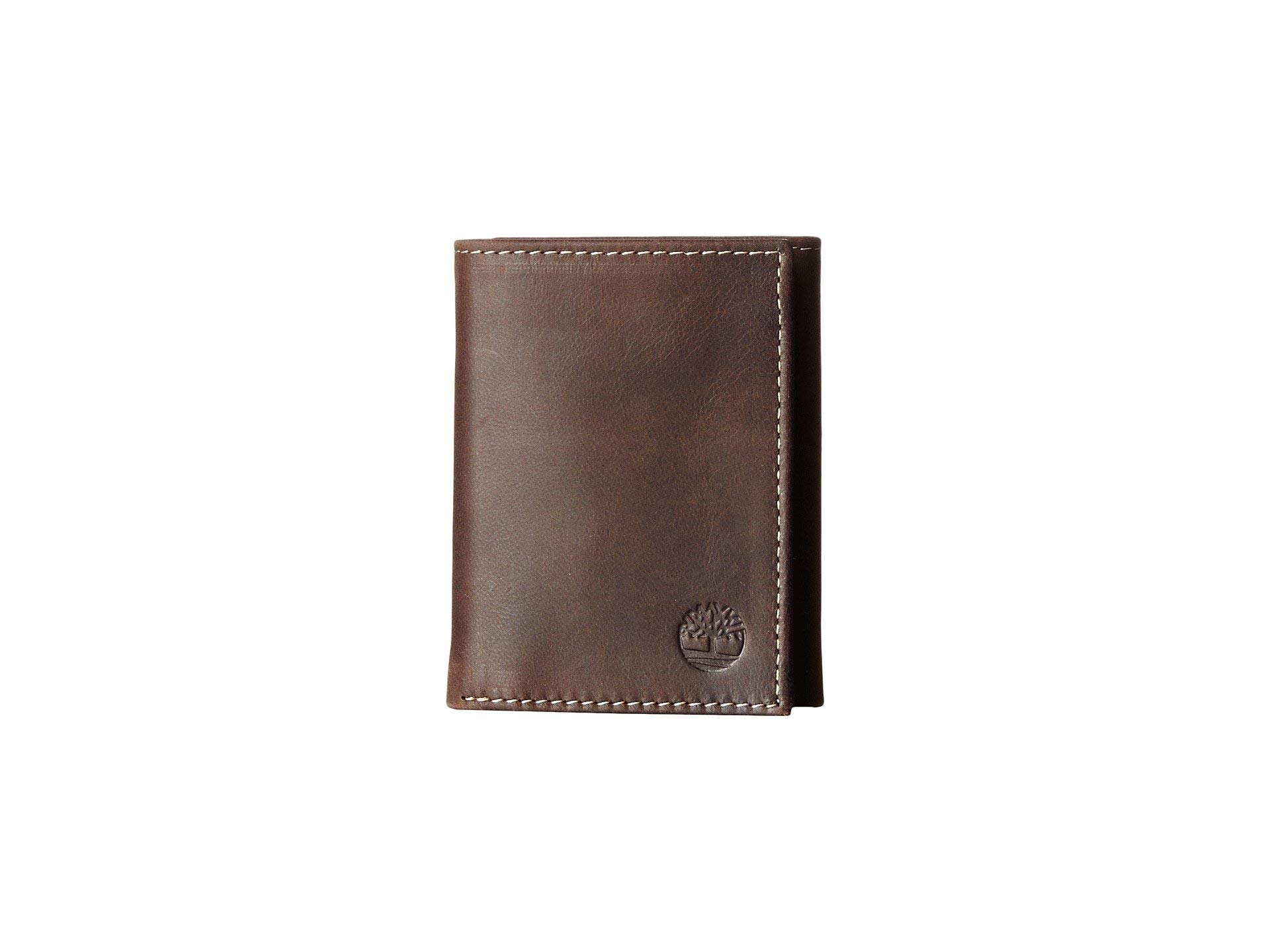 Timberland Men's Leather Trifold Wallet with Id Window Tri-Fold, Brown (Cloudy), One Size