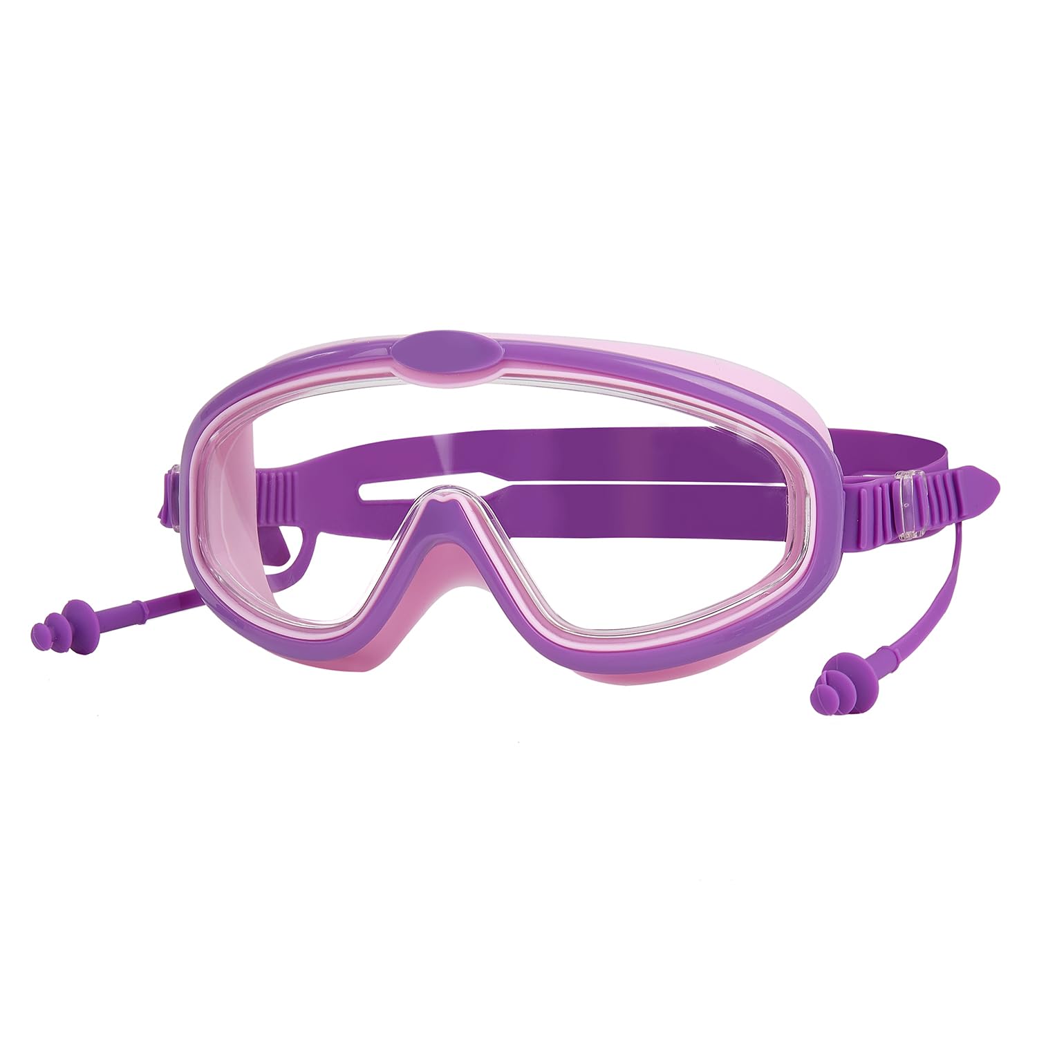 TecHong Kids Swimming Goggles - HD Large Frame Anti-Fog Waterproof Pool Goggles with Earplugs for Children & Teens Age 3-16
