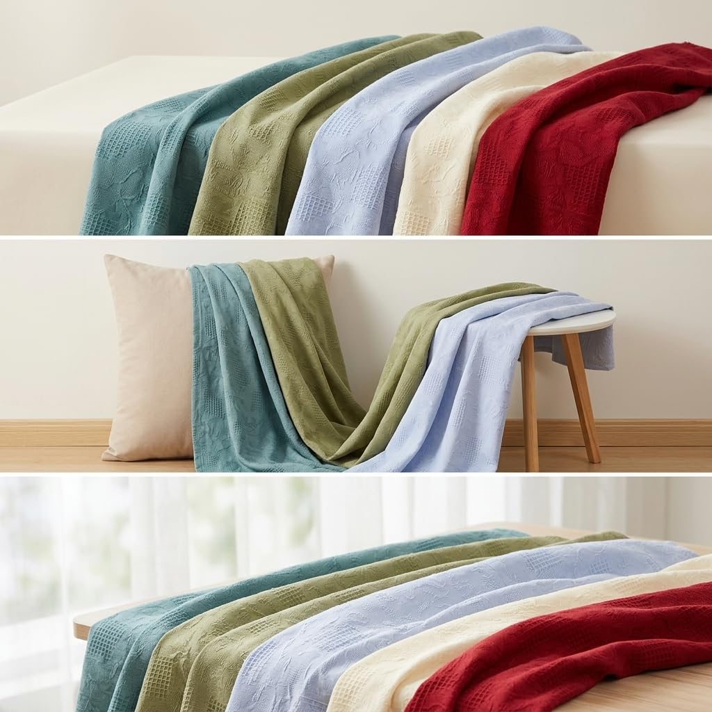 Tela Jacquard de Algodón y Rayón por Metros para Costura, Confección de Prendas y Cortinas, Azul claro