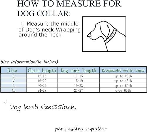 Miniatura 3 de Juego de collar de perro y correa para perro de 0.748 in, oro de 18 quilates, acero inoxidable resistente, collar de entrenamiento de lujo,