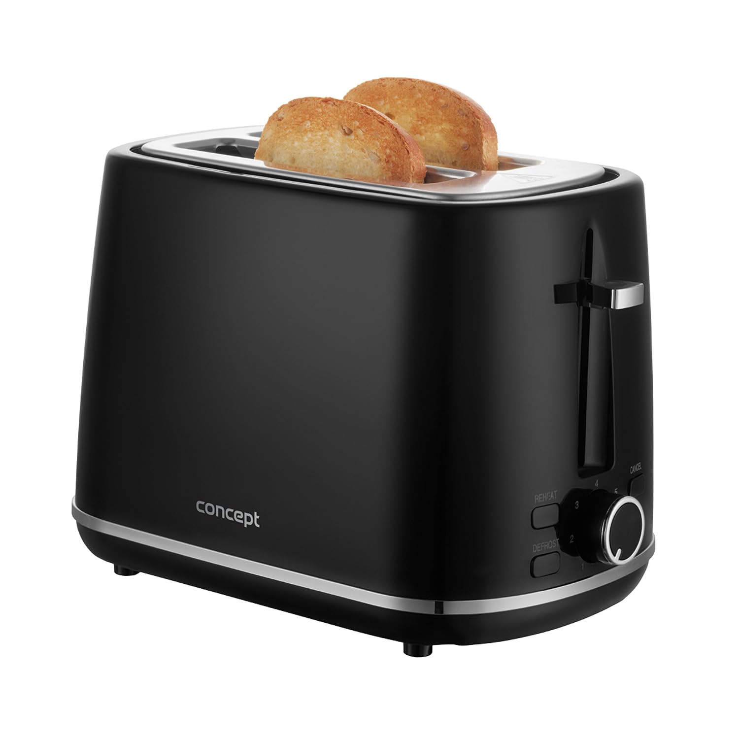 Concept TE2075 Tostadora eléctrica 930 W 7 niveles de bronceado Función de descongelación/calentamiento/función de calor instantáneo Expulsión y apagado automáticos del pan Negro