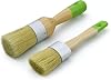 MAXMAN Chalk Paint Brushes for Furniture, Round Paint Brush Set 2Pcs, Wax & Stencil Brushes for Painting or Waxing on Wood, Milk Paint, Home Decor, Natural Bristles, Oval and Round Brushes, Large Size