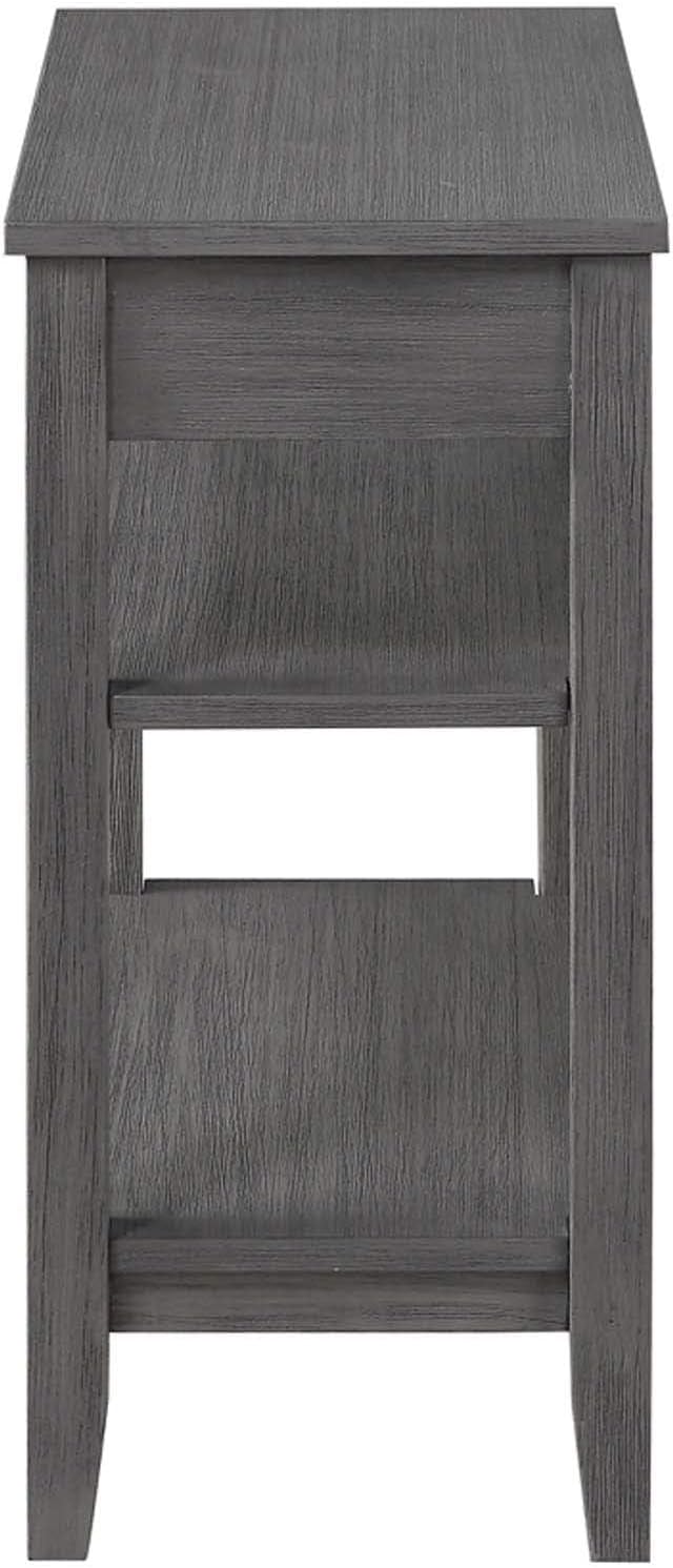 Convenience Concepts American Heritage Chairside End Table with Drawer 23.5" - Classic Living Room Table with Storage Shelf, Bedroom Nightstand, Wirebrush Dark Gray