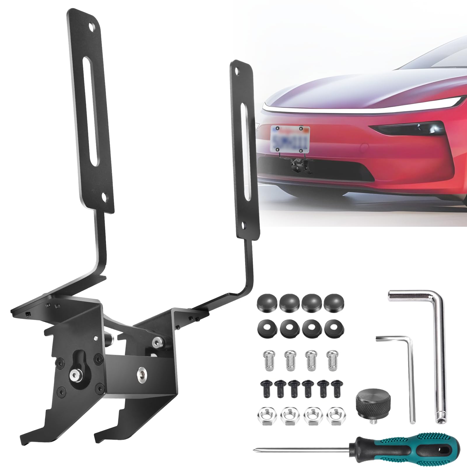 Photo 1 of ?Uptodate? 2026 New Model Y Juniper Original No Drill Front License Plate Holder - Fit for Model Y License Plate Holder Aluminum Alloy Removable No Drilling No Adhesives Lockable License Plate Frame