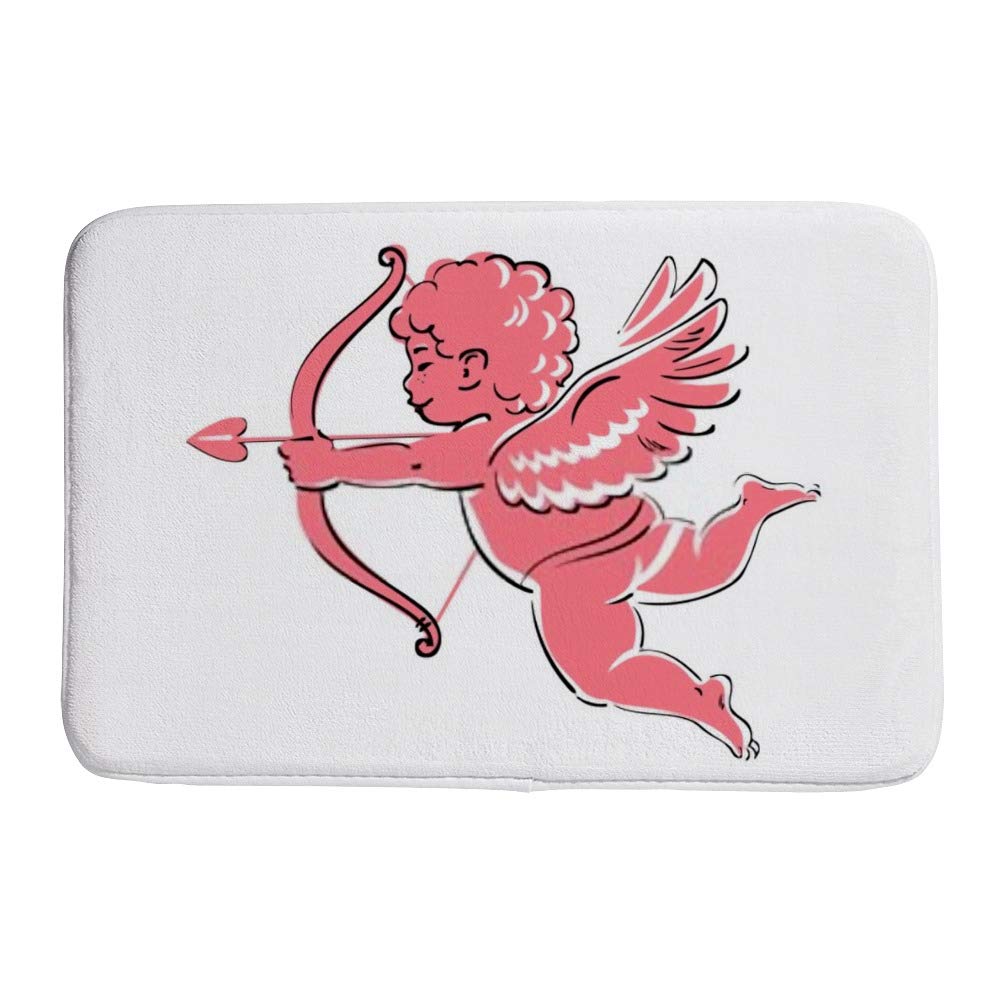 Tapis de bain polaire corail rouge Cupidon moelleux et anti-boulochage