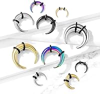 Vista 4 de Pierced Owl - Anillo de nariz de acero inoxidable 8-14GA con 2 juntas tóricas negras