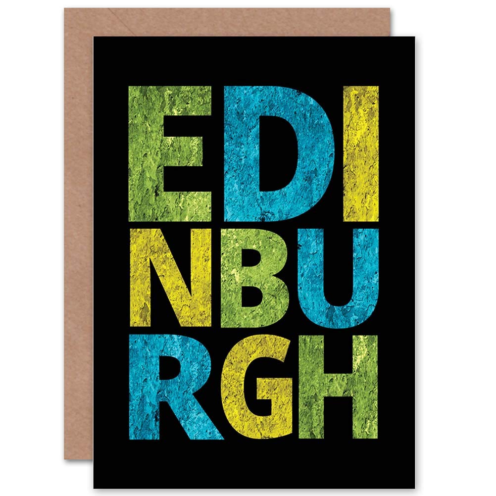 Wee Blue Coo EDINBURGH TYPOGRAPHY TEXTURE LETTERS BLANK GREETINGS BIRTHDAY CARD ART