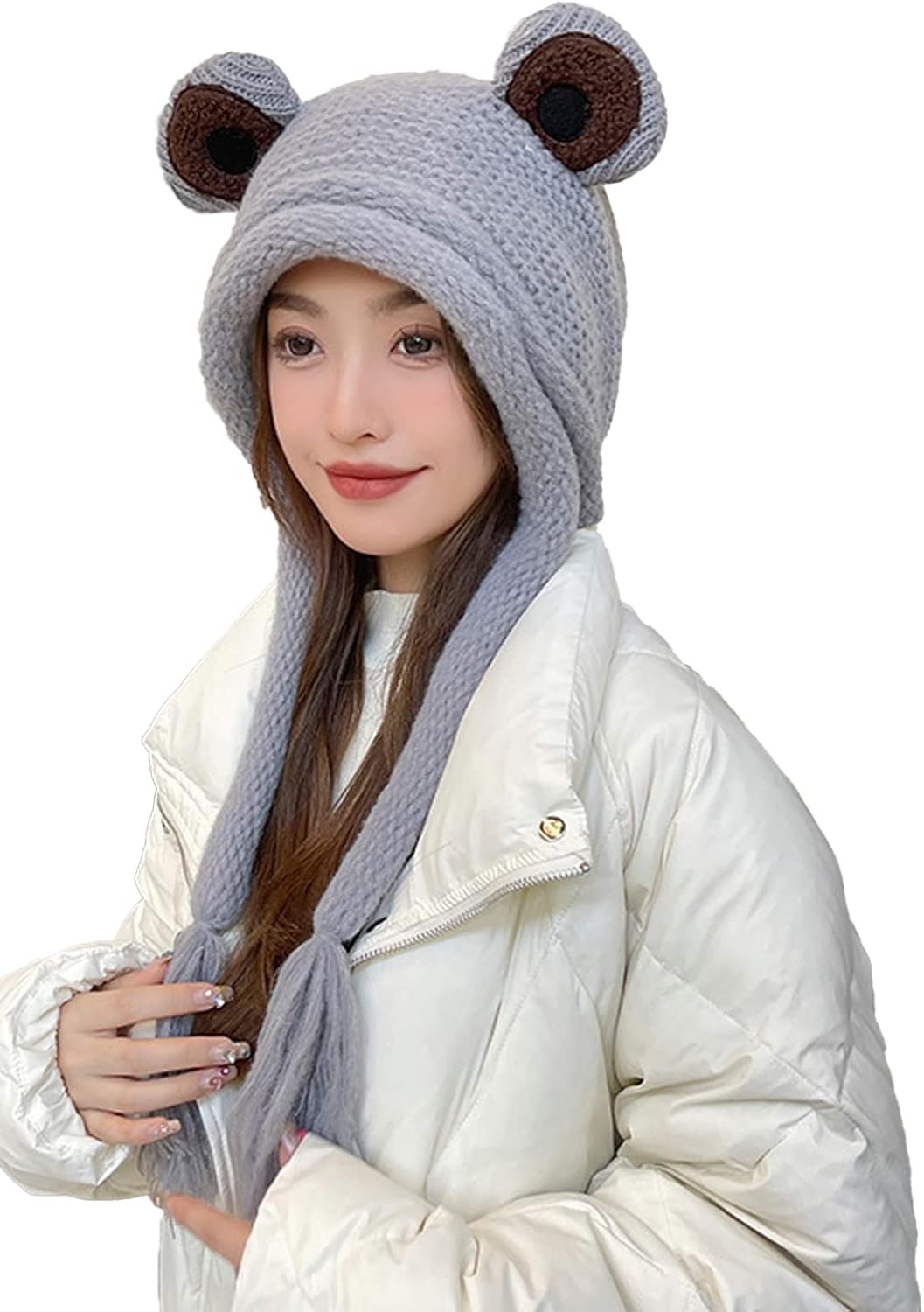 Frog Hats Adult Cute Beanie Crochet Knitted Hat Big Eye Frog Winter Ear Warmer Protective Beanie Hats Caps Outdoors Autumn