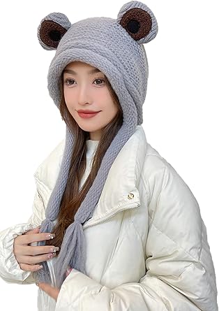 Frog Hats Adult Cute Beanie Crochet Knitted Hat Big Eye Frog Winter Ear Warmer Protective Beanie Hats Caps Outdoors Autumn