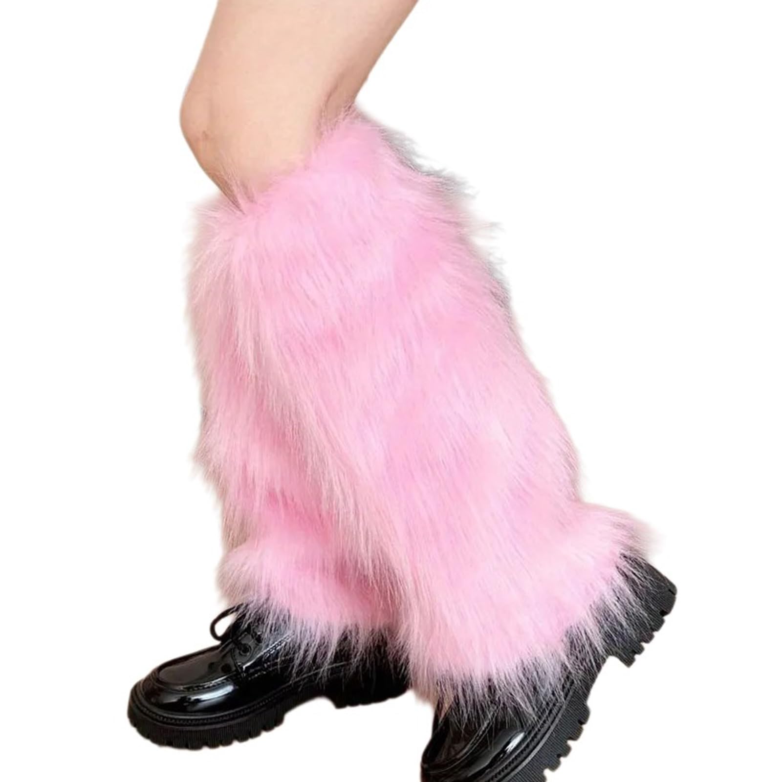 Maxtonser Aesthetic Punk Fuzzy Leg Warmers for Women Soft Thickened Plush Boot Cuffs Covers for Winter Fashion and Costume Parties