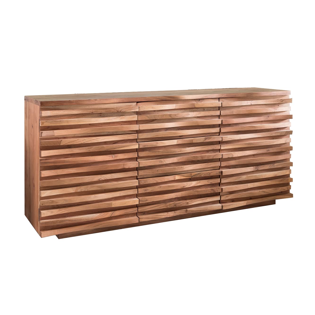 FineBuy Sideboard 160x43x75 cm Akazie Massivholz, 2 Türen und 3 Schubladen