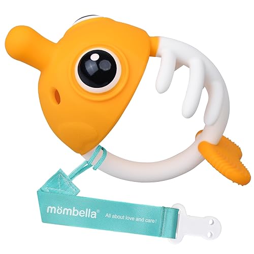 Miniatura 9 de Mombella Clownfish - Juguetes mordedores para bebés, juguetes de dentición para bebés de 0, 3, 6, 12 meses con clip, mordedores de silicona suave y