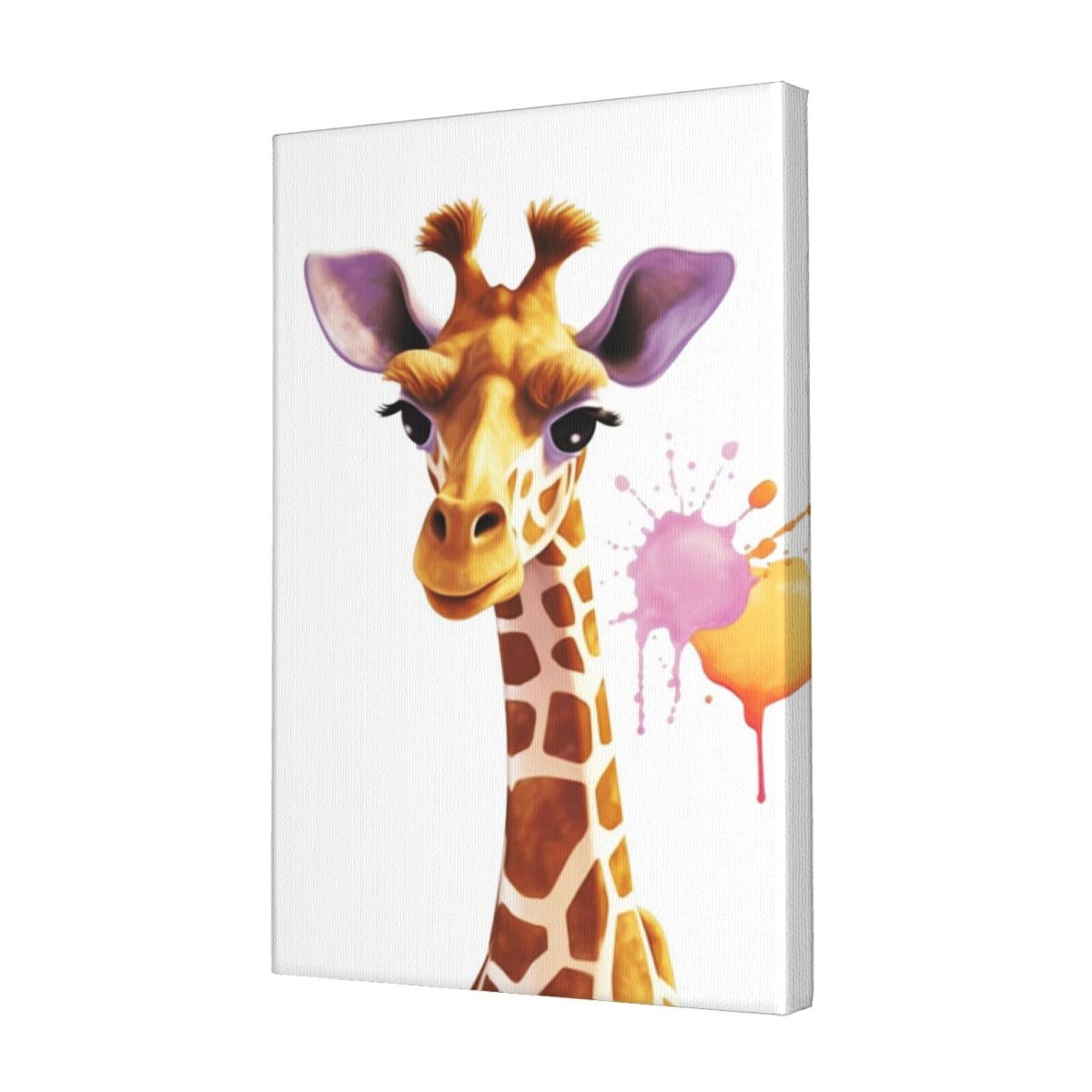 FodPand Giraffe Canvas Wall Art for Living Room Wall Decor 12"x18" Modern Artwork Painting Pictures Hanging Canvas Prints Aesthetic Wall Art for Bedroom Bathroom Office Wallart Decor