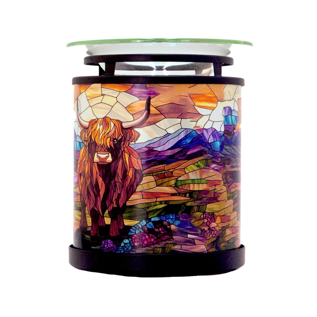 Cello Tealight Wax Warmer – Golden Highland Cow Design Fragrance Candle Warmer for Scented Oils Child & Pet Safe Aromatherapy Home Décor Gift for Her Aesthetic Room Birthday Present