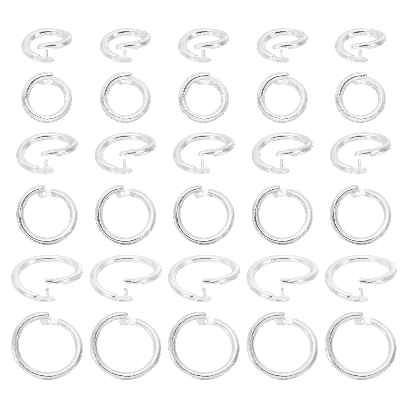sourcing map 30 Pcs Locking Jump Rings 10/12/14mm Round Twist Clasp Open End Jump Rings Connector Link for DIY Craft Jewelry Making Findings Necklace Bracelet Keychain, Silver
