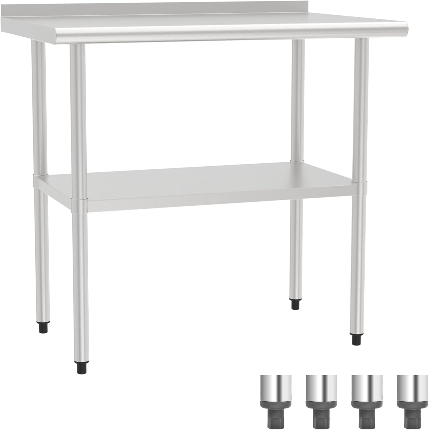 Stainless Steel Work Table with Back Panel and Undershelf,Commercial Prep Table for Kitchen,Restaurant, Garage,Workshop,Durable,Scratch & Rust Resistant,Easy to Clean (1 Undershelf, 36'')