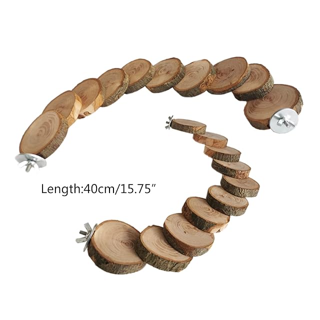 Foto 5 de 7 de Escalera para jaula, juguete de escalada de madera natural para jerbo, animales pequeños