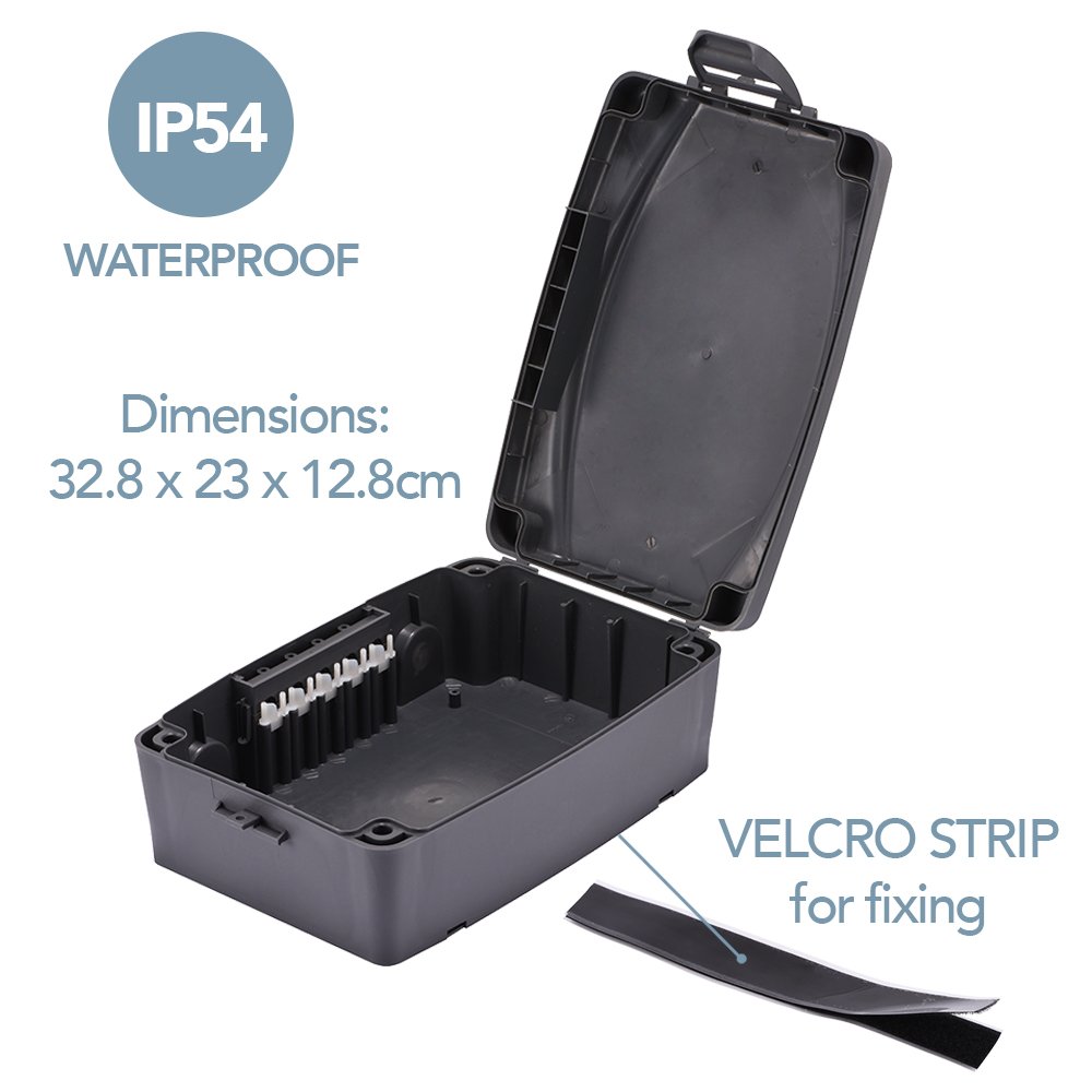 Electraline 300175 Scatola di Protezione Stagna da Esterno Impermeabile IP 54, Nero