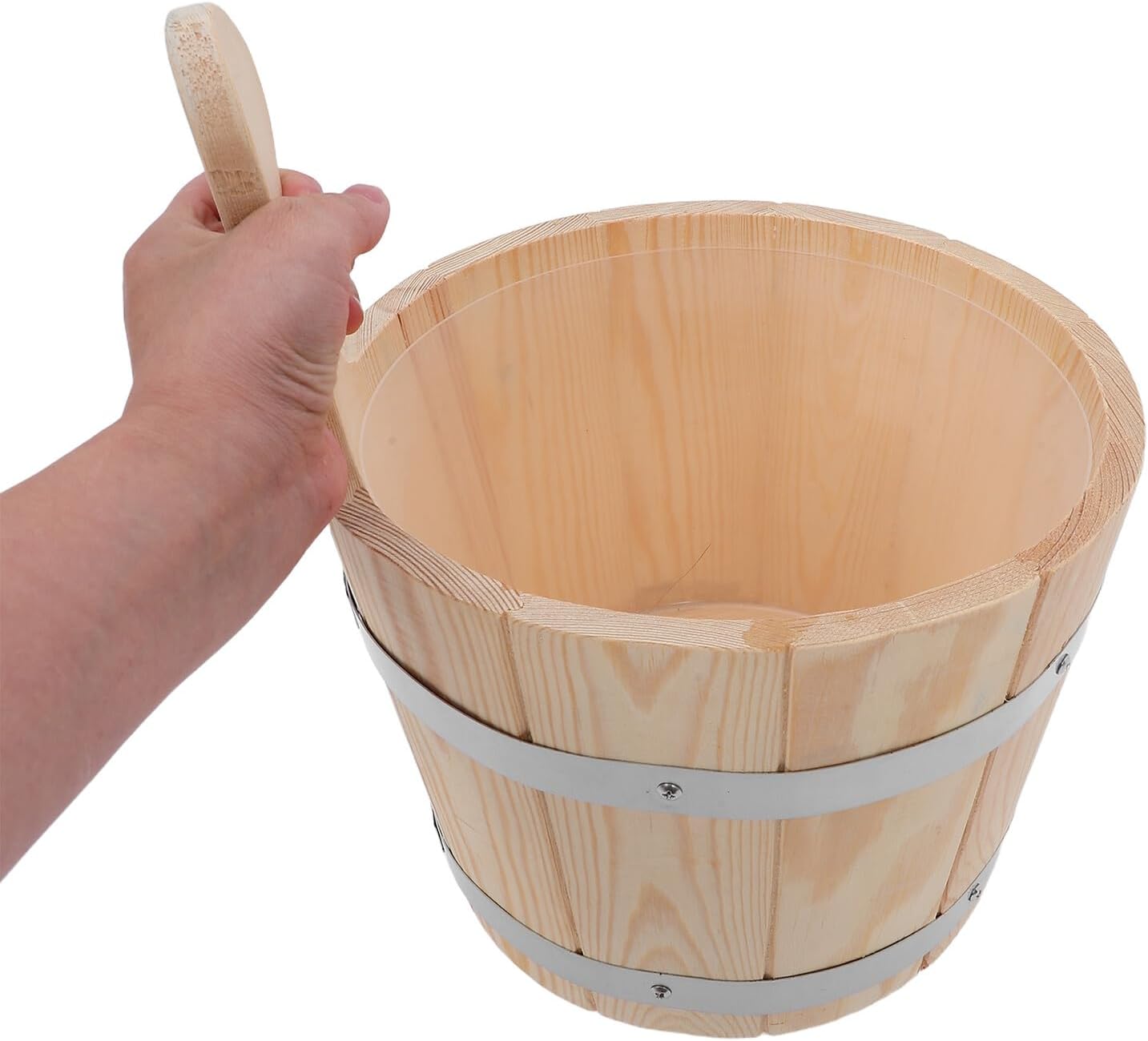 Wood Sauna Bucket and Wooden Shower Ladle 5l Sauna Accessories for Indoor Steam Room Bath Spa Water Scoop with Handle