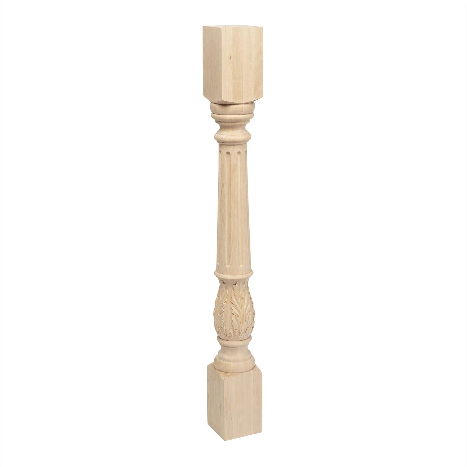OUTWATER 35-1/4 in. High x 3-3/4 in. Wide x 3-3/4 in. Depth Unfinished North American Solid Hard Maple Acanthus Leaf Kitchen Island Leg