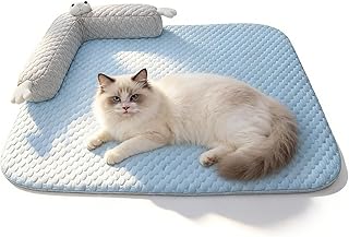 Katzenkuhlbett Waschbar Katzenbett, Kühlmatte für Hunde und Katzen, L-förmiges Kopfkissen Katzen Bettchen, Haustiermatte, Haustier Kissen Bett Matte, Kühlkissen (65 × 50 cm)