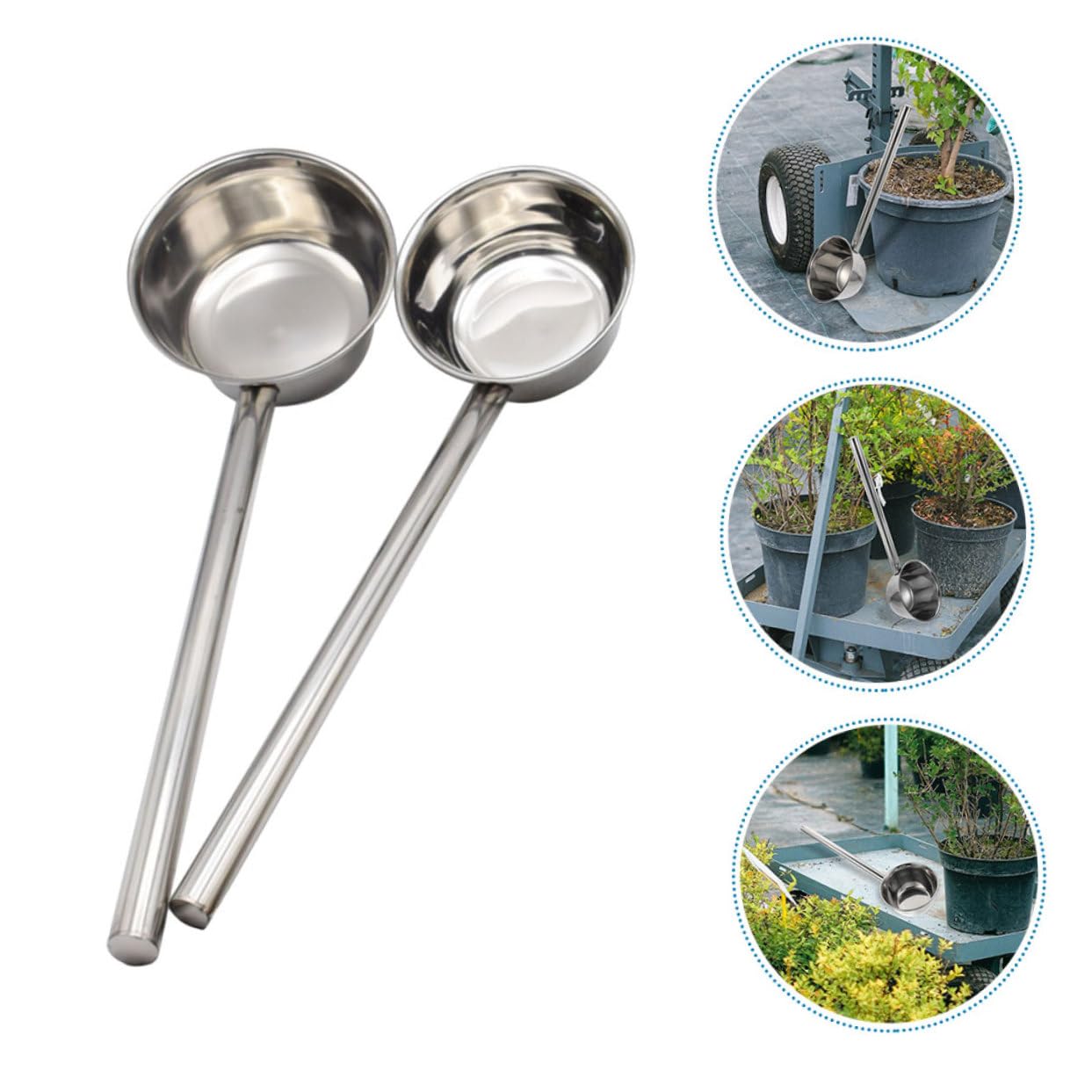 2 Stück Wasserlöffel Edelstahl mit Langem Griff für Küche und Garten