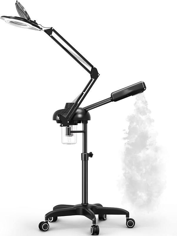 Vaporizador Facial TASALON 2 em 1 com Lâmpada de Ampliação 5X e Rodas