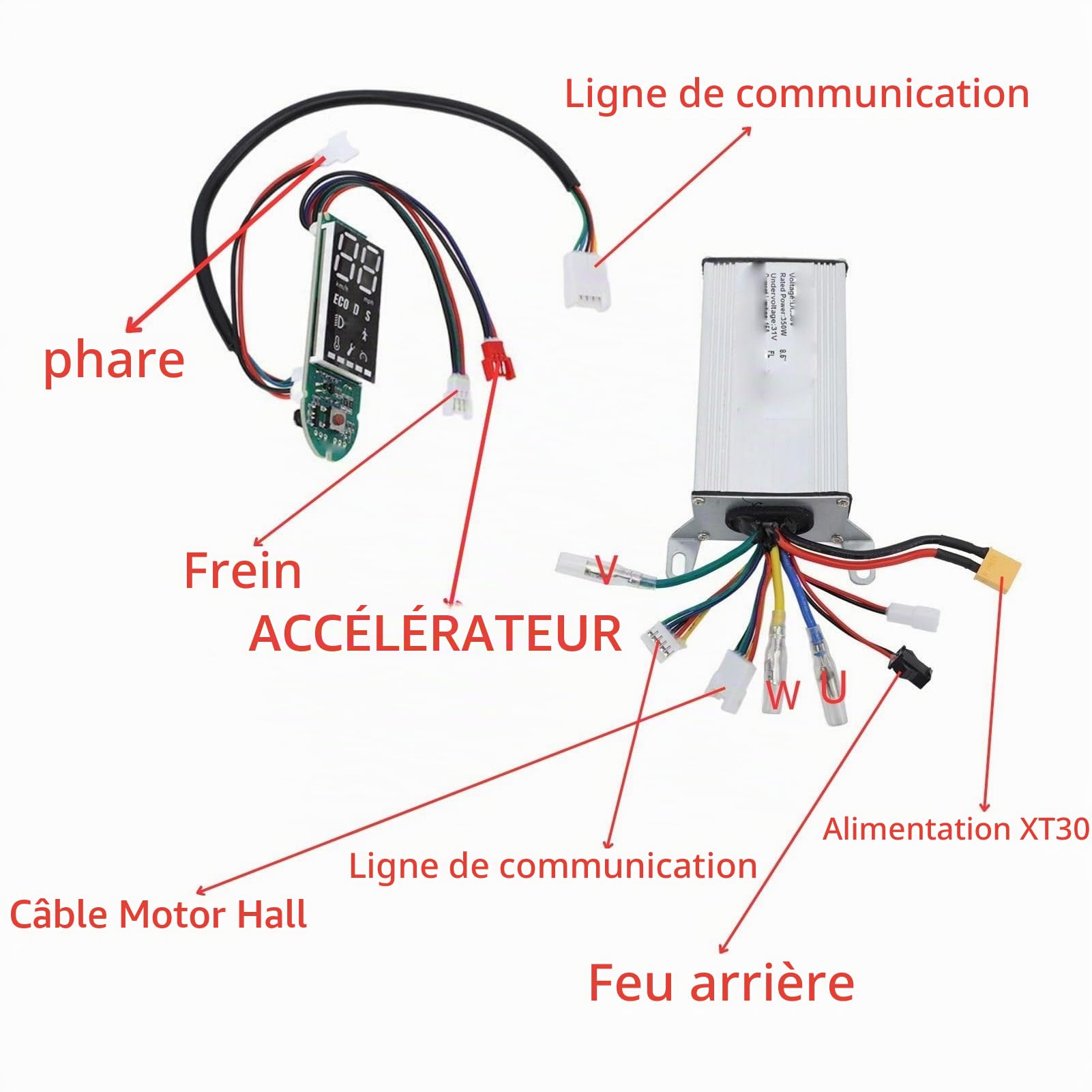 BuyWeek Kit de Tableau de Bord de Contrôleur de Scooter Électrique pour Xiaomi M365 Pro Pro 2 1S, DC 36V 350W Kit de Accélérateur de Circuit Imprimé de Contrôleur de Moteur de Trottinette Électrique