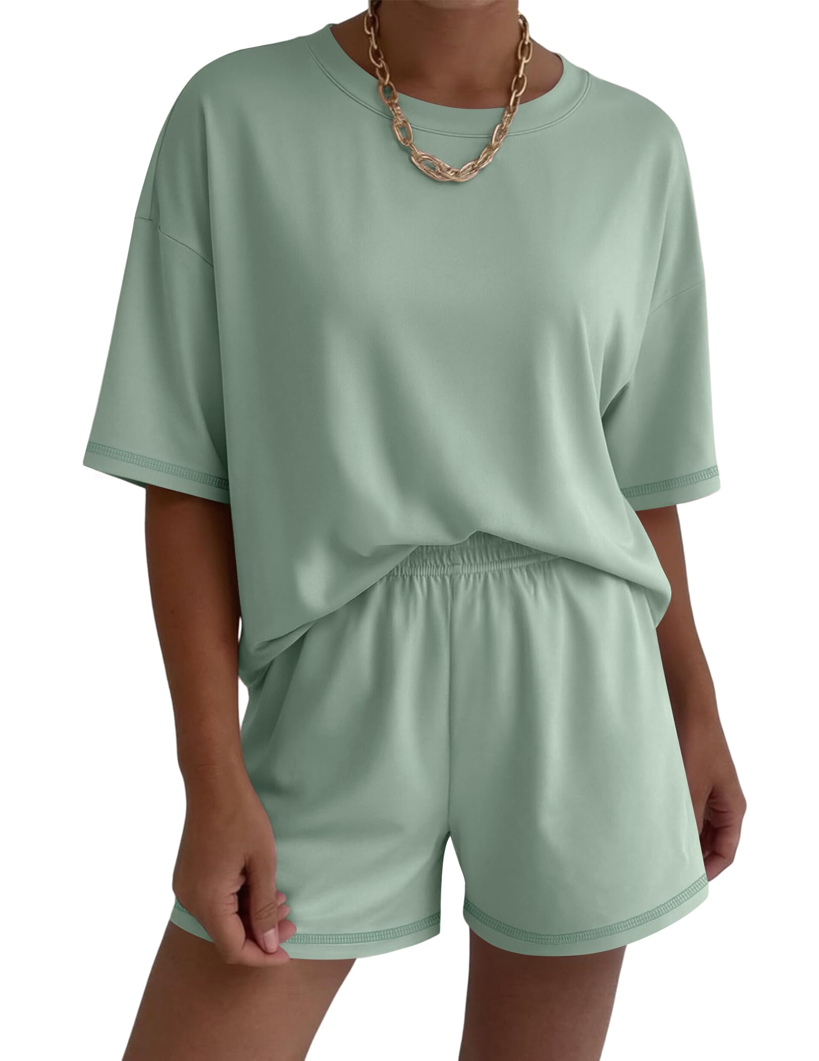 Ekouaer Lounge Sets for Women 2 Piece Shorts Sets Moisture Wicking Casual Summer Vacation Matching Sets Outfits with