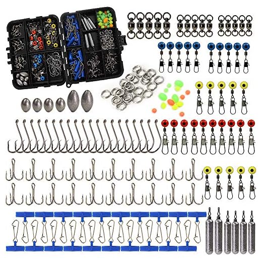 Croch Pesca mar Accesorios Kit de Broches Giratorios de Pesca con Rodamiento de Bolas Barril Giratorio Snap Clips de Conector de Accesorios de Pesca (216Piezas)