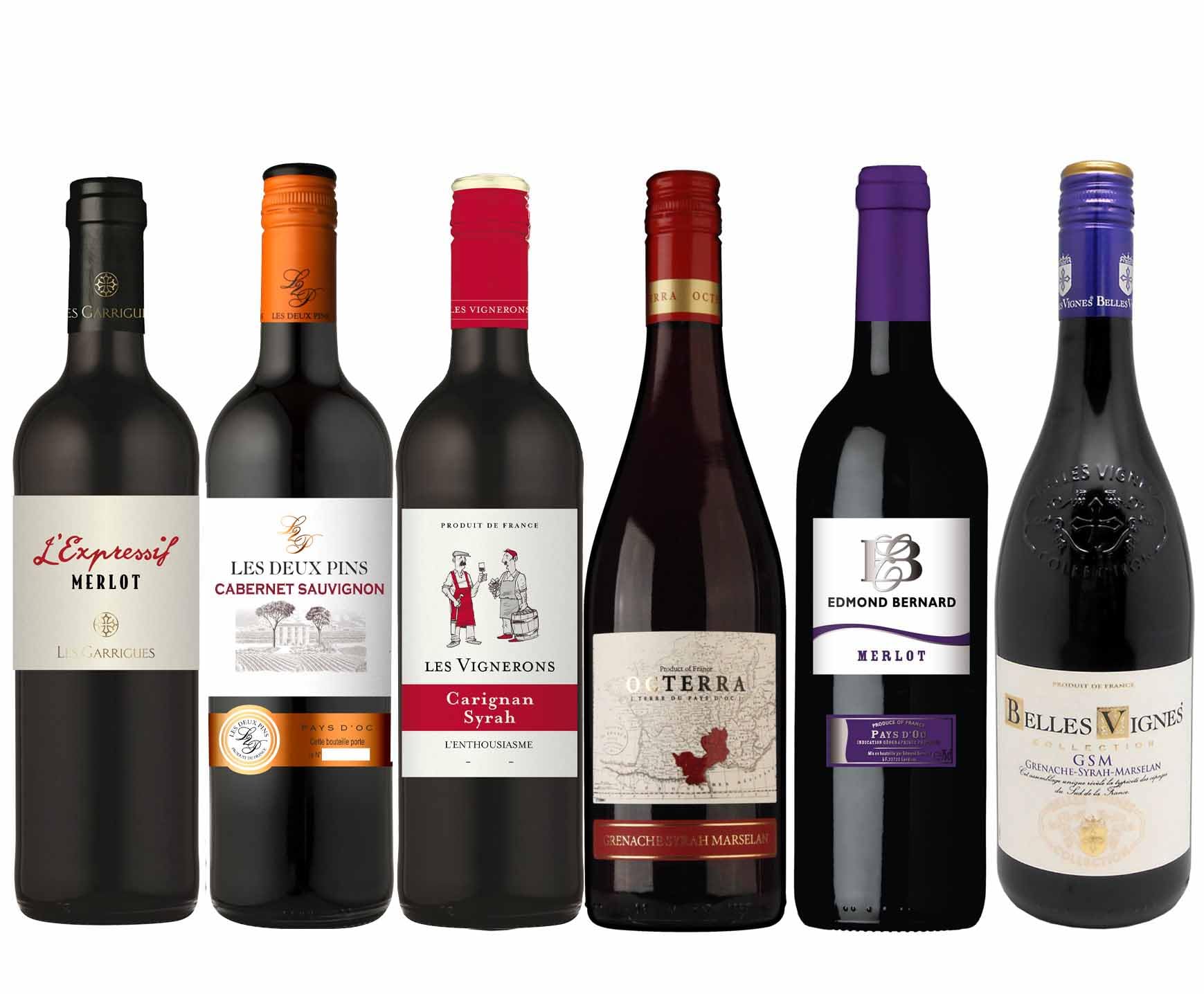 Assorti Dégustation - Assortiment de 6 vins rouges favoris du Sud de la France (6 x 0,75L)