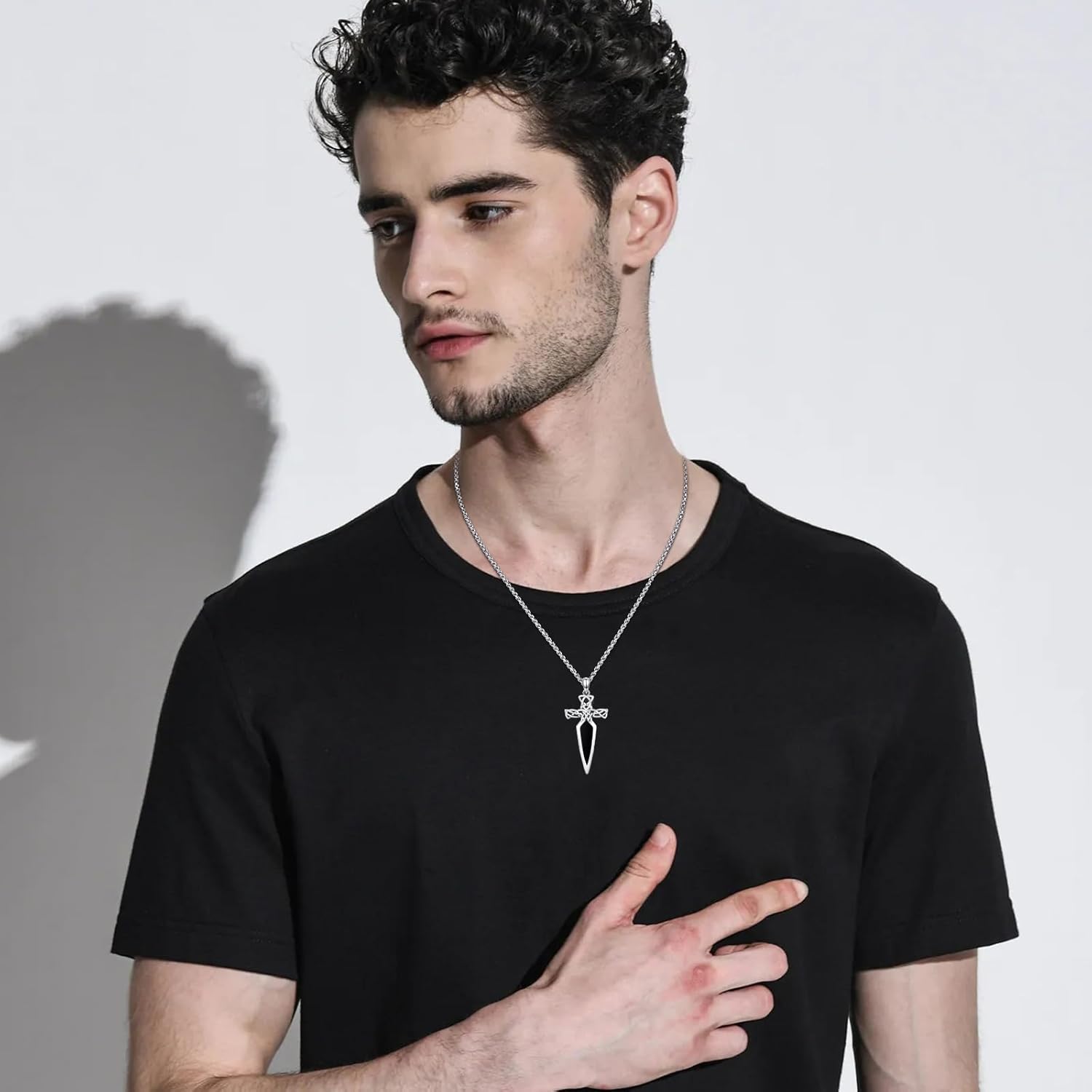 Sword Necklace 925 Sterling Silver Dagger Pendant Necklace Retro Gothic Jewelry Gifts for Men Father Women - Image 4