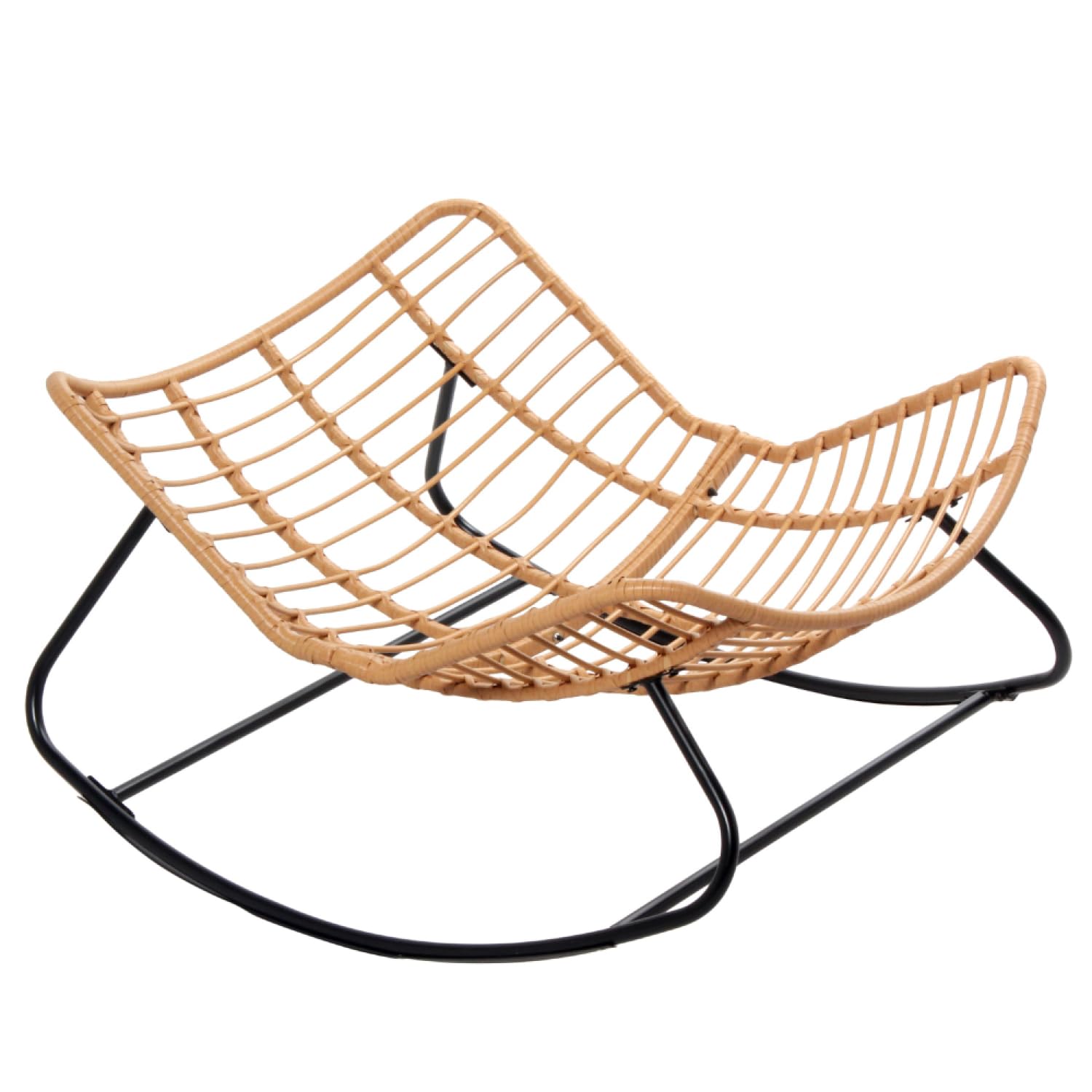 Fauteuil à Bascule CANGGU Résine Tressée Naturel 116cm