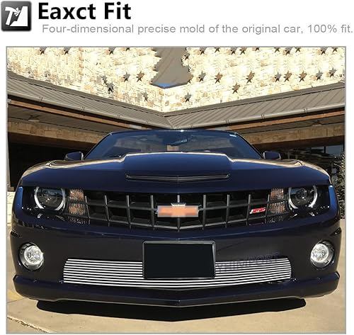 Miniatura 6 de Se adapta a Chevy Camaro SS V8 2010-2013 parachoques delantero de aluminio sólido cromado rejilla de inserción de perno sobre la rejilla