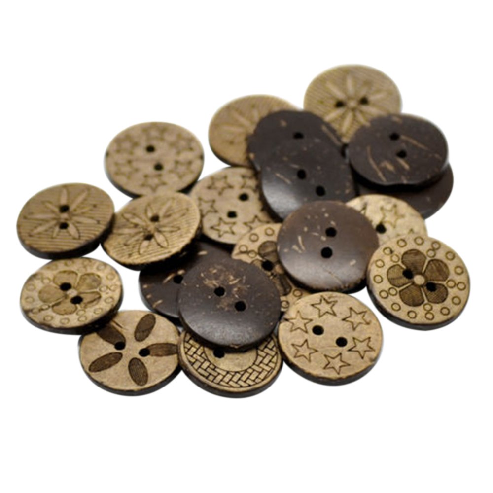 Bluelans Brown Bluelans® 50 Pieces Assorted 2 Holes Small Wooden Buttons For Sewing Scrapbooking Diy Decoration 18Mm