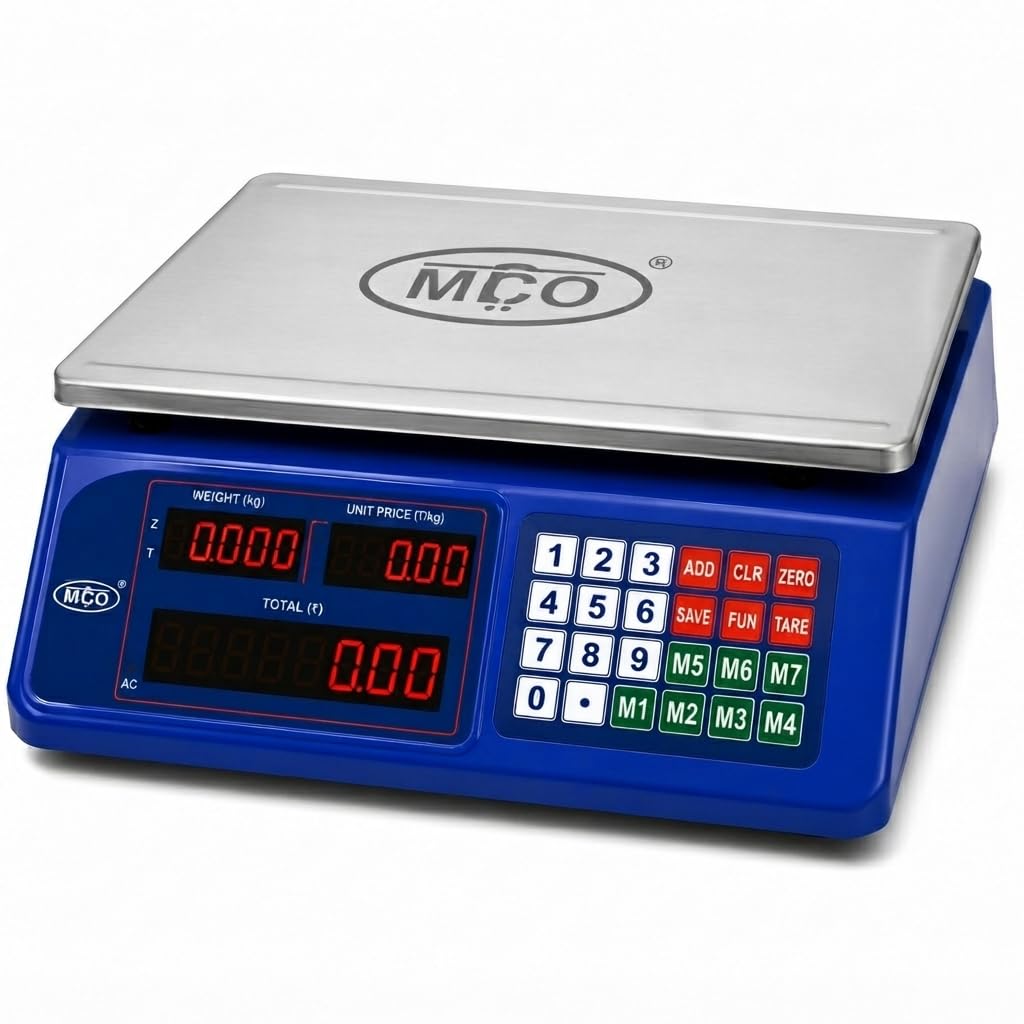 MICO Price Computing Table Top Scale Electronic Digital Weighing Machine with Price Calculation, Stainless Steel Platform, Rechargeable Battery, Retail Grocery Vegetable Shop Weighing Scale-image-35